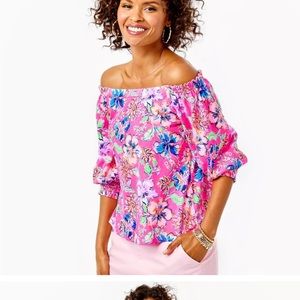 NWT Lilly Pulitzer Lessa Off-The-Shoulder Top
Pink Isle Bud Not Least